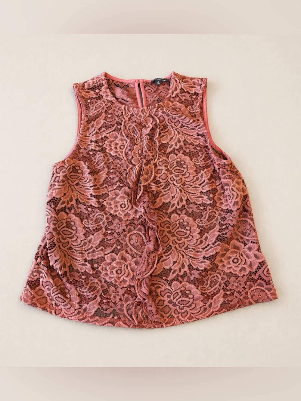 Who What Wear Lace Sleeveless Top Small Dusty Coral Floral Boho Romantic Blouse